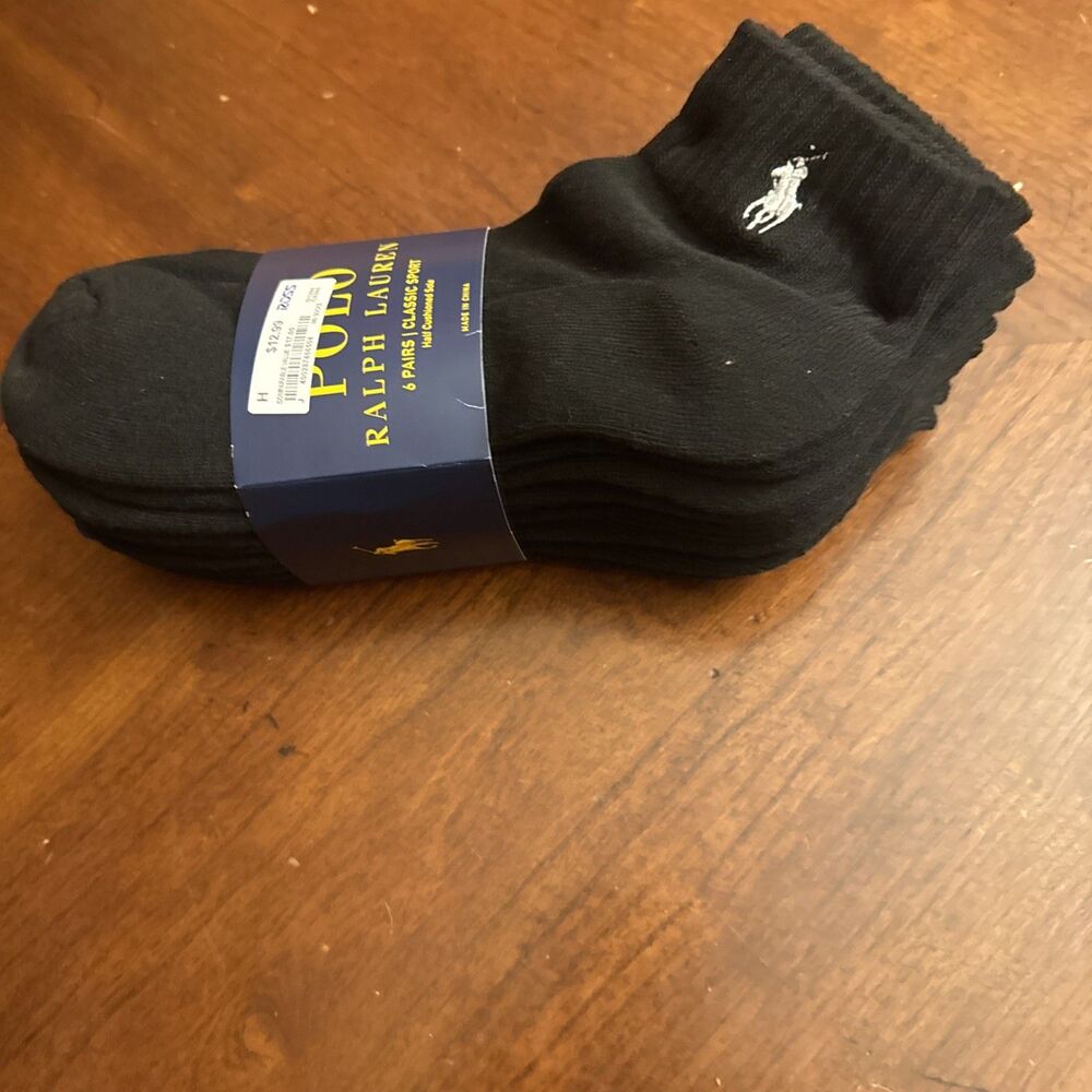 6 PACK POLO RALPH LAUREN CLASSIC SPORT MEN'S Half Cushioned SOCKS SIZE 10-13